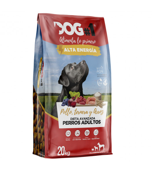 Dog1 Alta Energía Pienso pollo y ternera para perros adultos 20kg